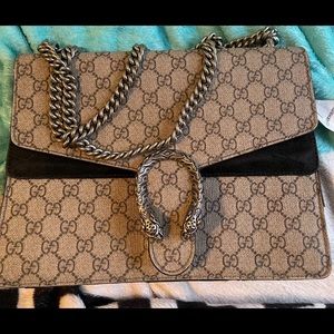 GG Supreme Monogram Medium Dionysus Shoulder Bag Black